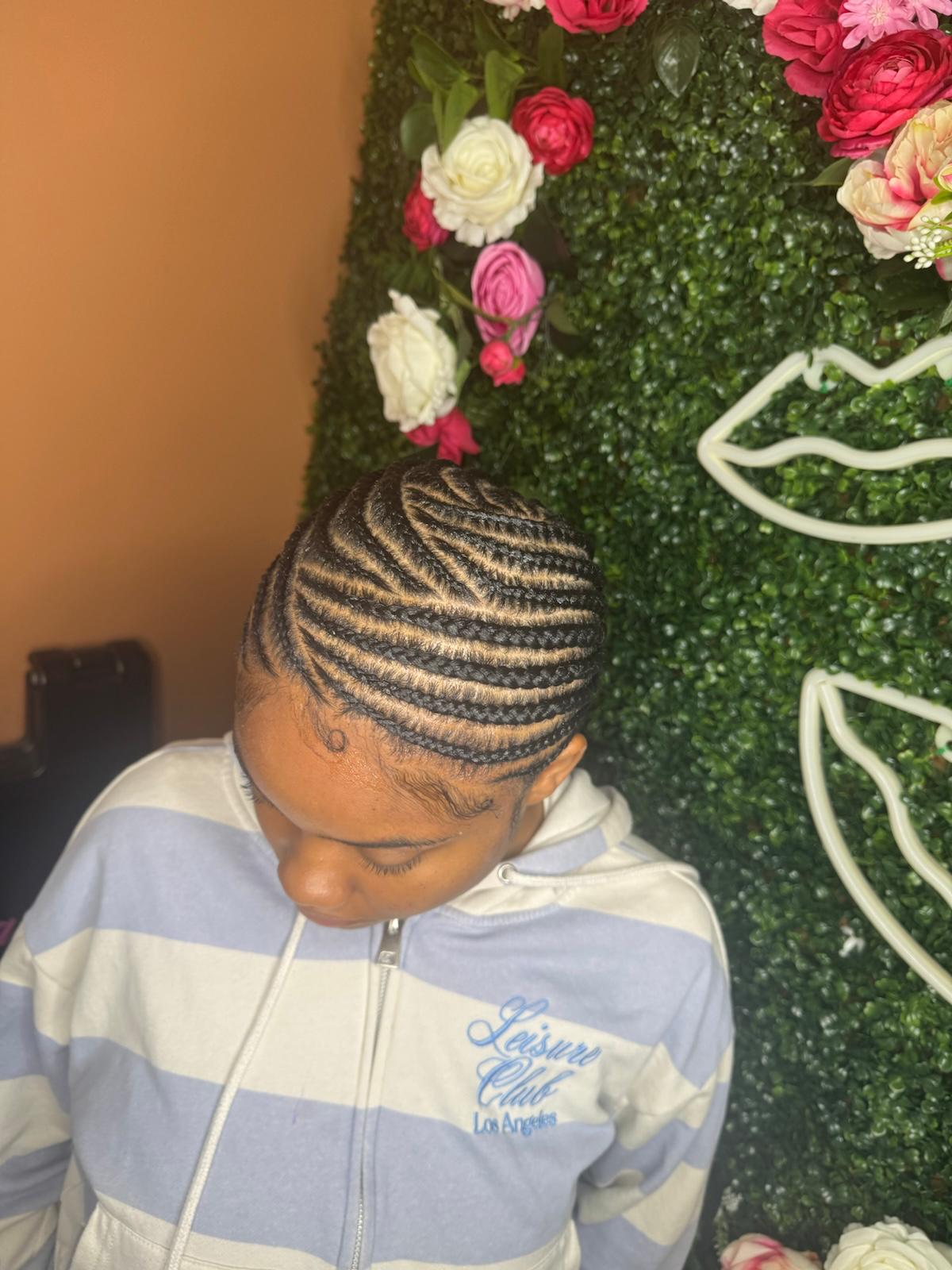 Children's stitch cornrows by Joyce Braids